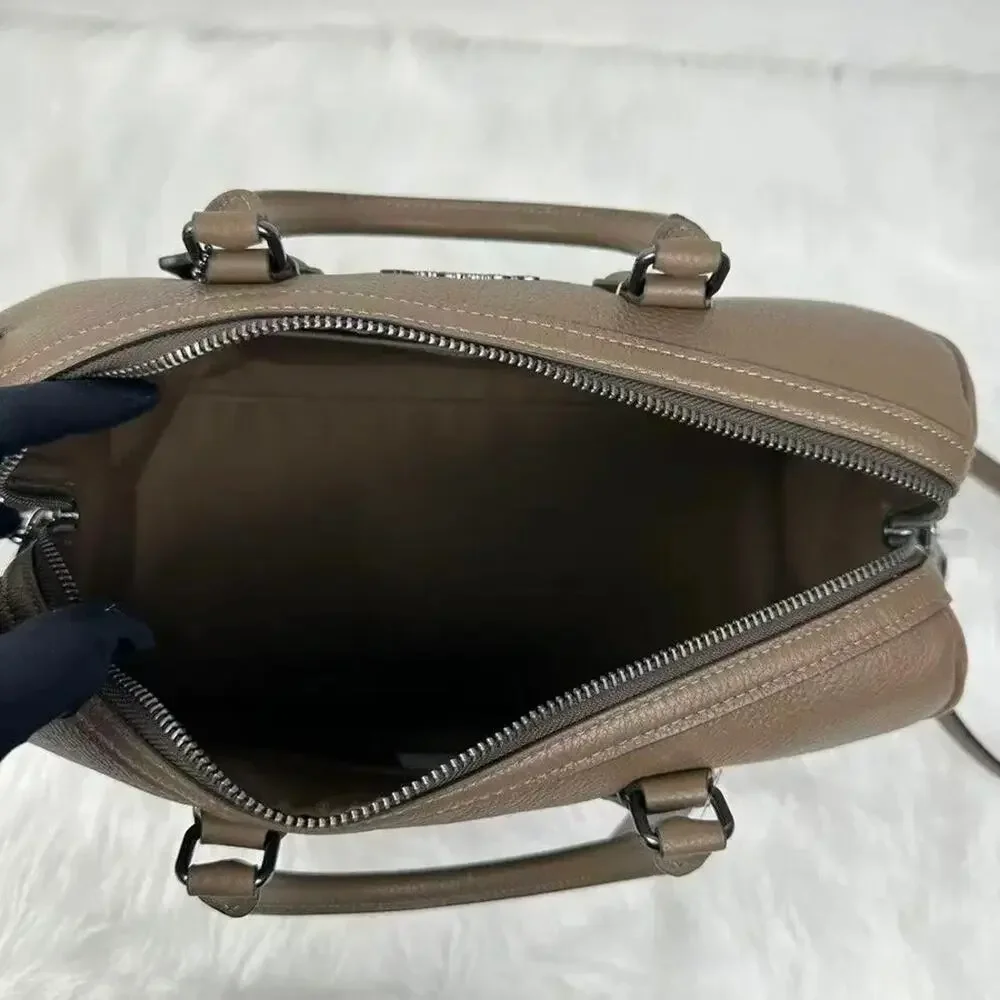 B6-005Coach Rowan Large Satchel Bag Crossbody In Leather/QB/Dark Stone CV960 NWT